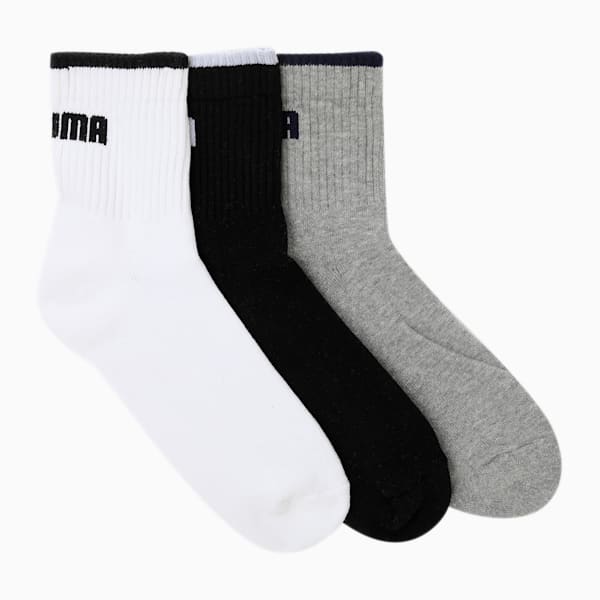 PUMA Sport Unisex Socks Pack of 3, White/ Black/ Grey
